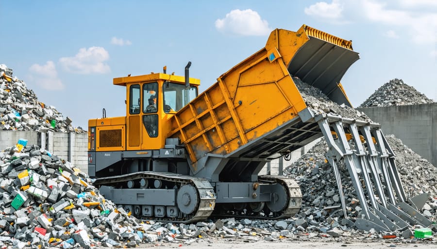 Mobile crushing unit recycling construction waste on-site