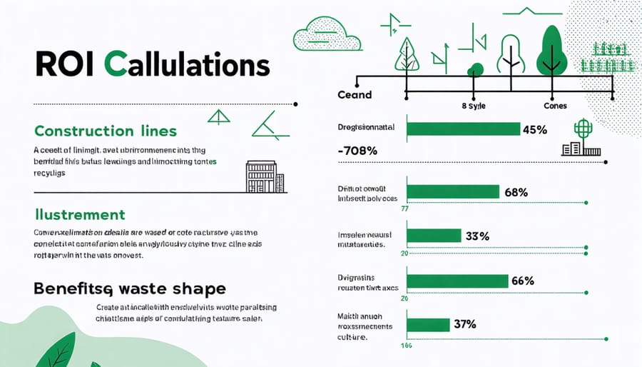 Cost-benefit analysis infographic for construction waste recycling technologies