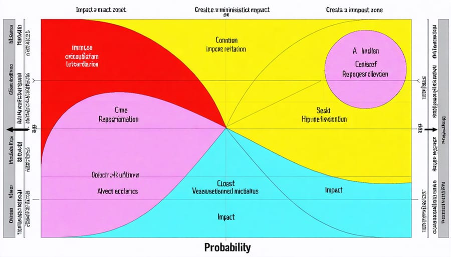 Construction risk assessment matrix with color-coded severity levels from low to high risk