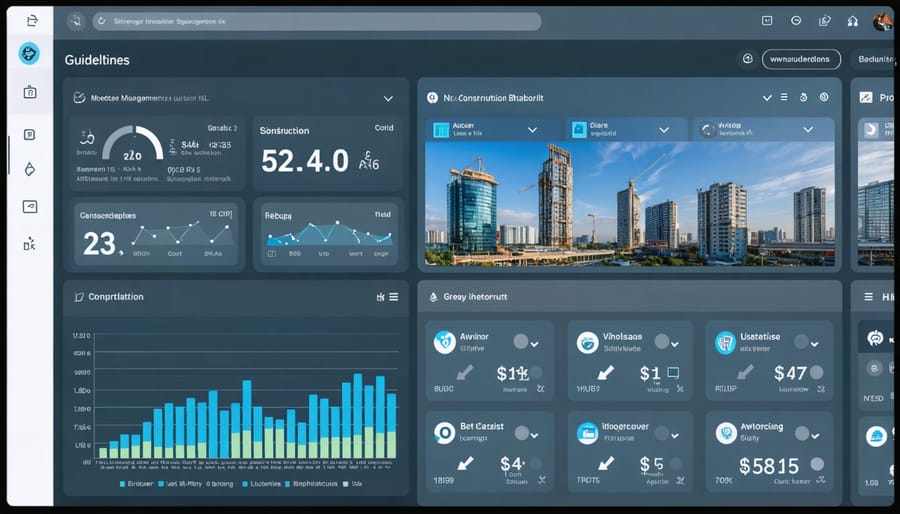 Screenshot of modern construction risk management software showing analytics and risk tracking