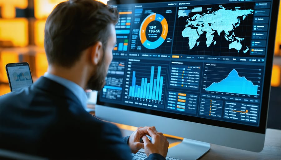 Asset management dashboard displaying property portfolio performance metrics and investment analysis