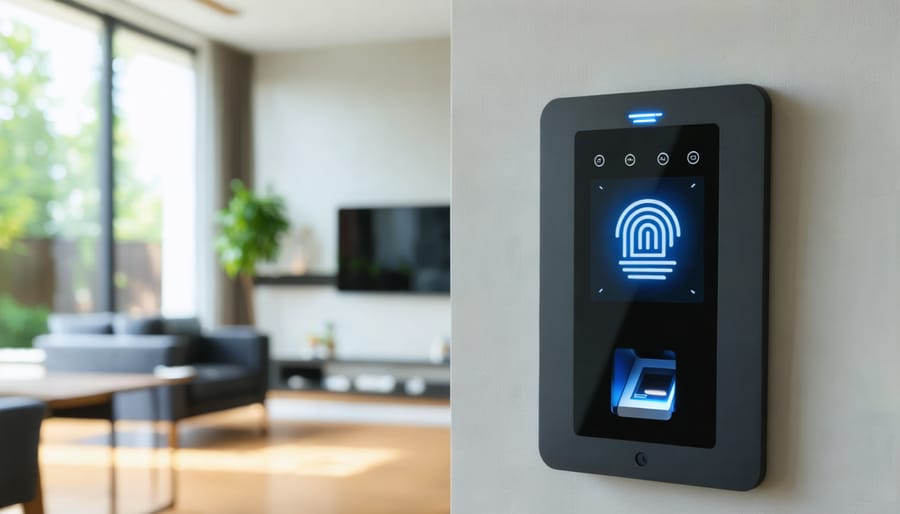 Advanced access control panel with fingerprint reader and digital display