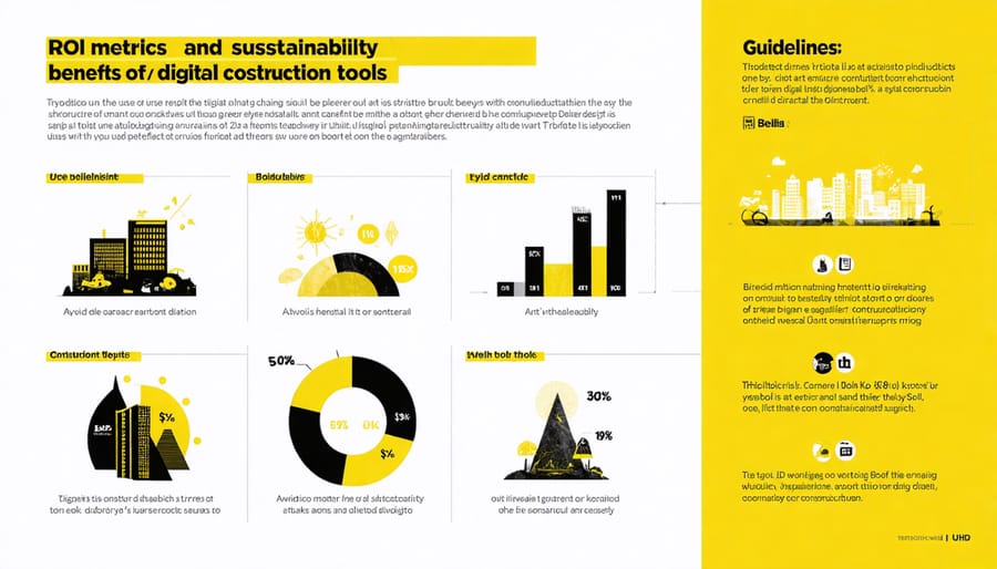 Visual representation of cost savings and environmental benefits from digital construction tools