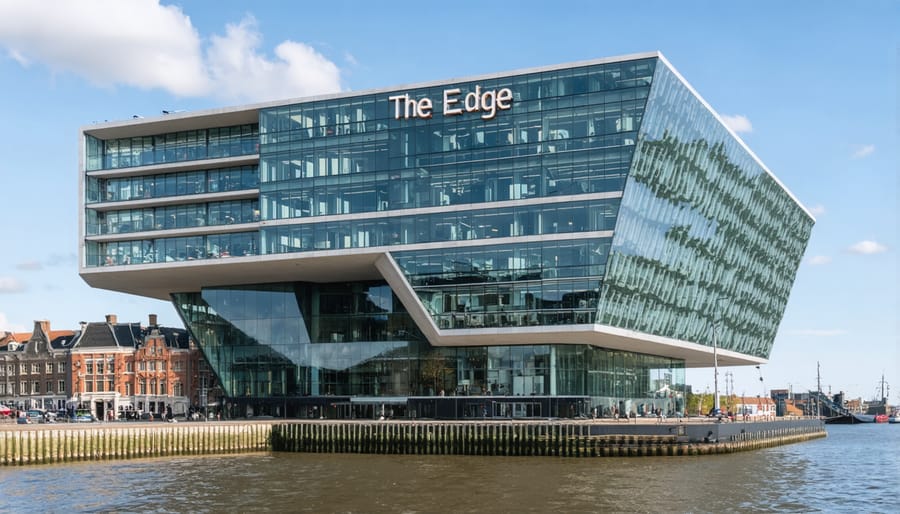 The Edge building in Amsterdam, exemplifying modern sustainable architecture