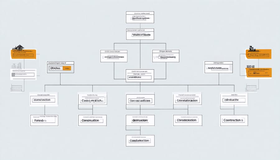 Hierarchical tree diagram of GICS sectors and industry groups focusing on construction categories