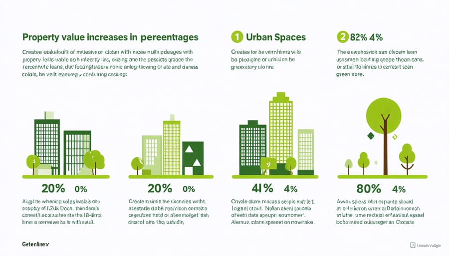 Data visualization showing correlation between property values and proximity to green spaces