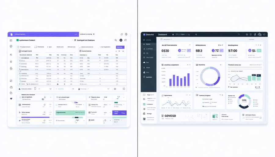 Comparison of traditional paper maintenance records and modern AI predictive maintenance interface