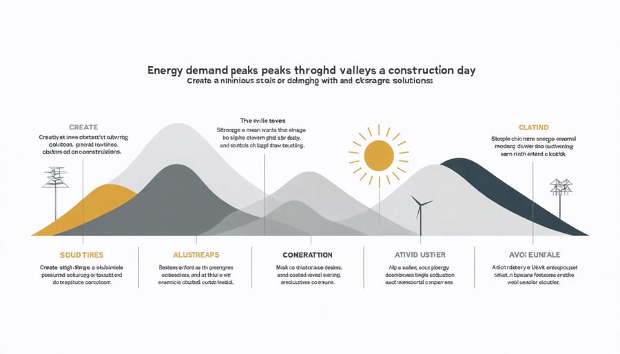 Graph depicting daily construction energy consumption patterns and storage capacity requirements