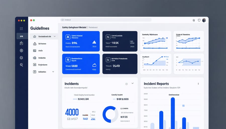 Safety management dashboard with real-time compliance tracking and alerts