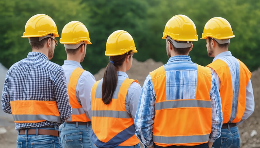 Group of construction workers participating in OSHA safety training