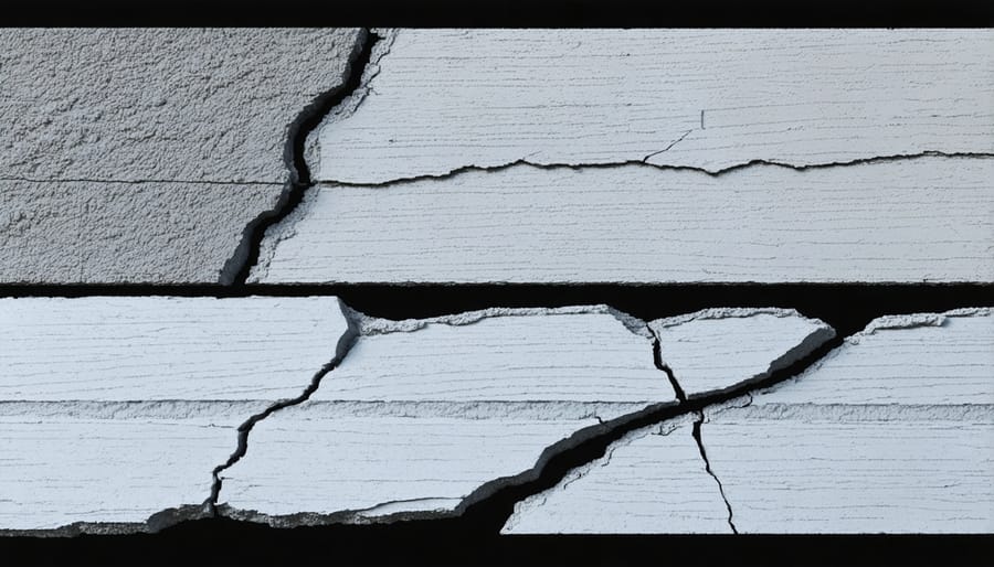 Progressive stages of a concrete crack healing through osmotic material activation