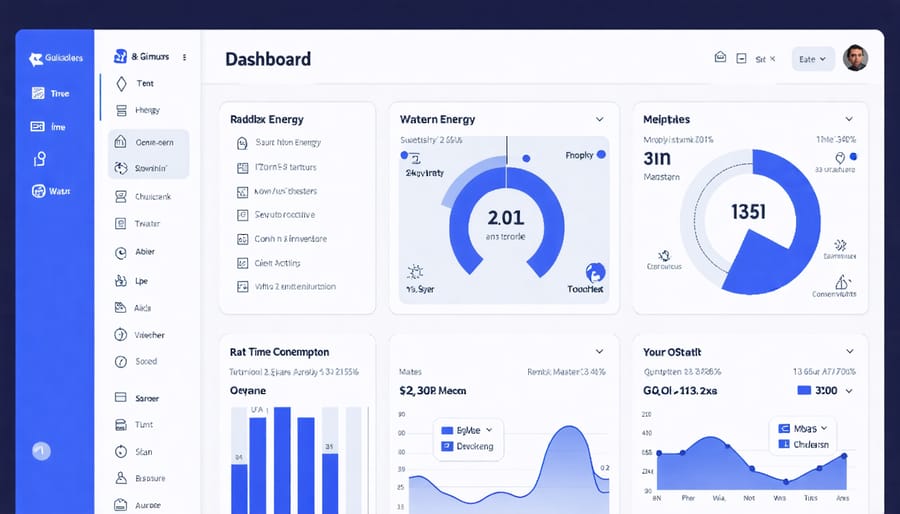 Building management system dashboard displaying sustainability metrics