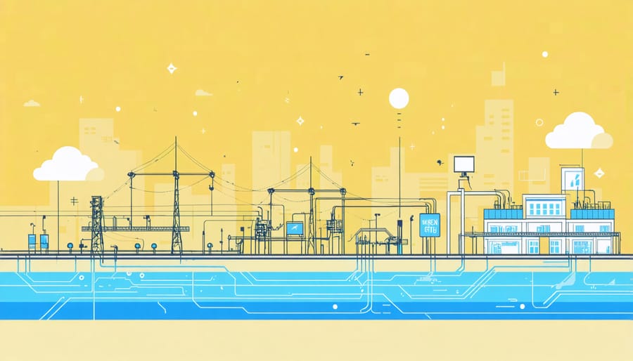 Interconnected network diagram of smart city water infrastructure systems