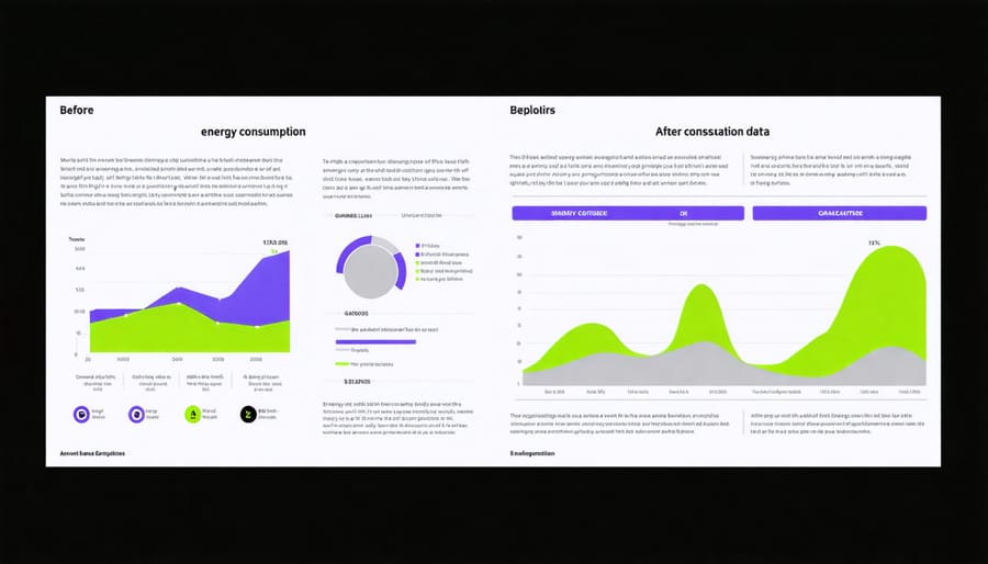 Comparative analysis charts showing energy savings in a smart home case study