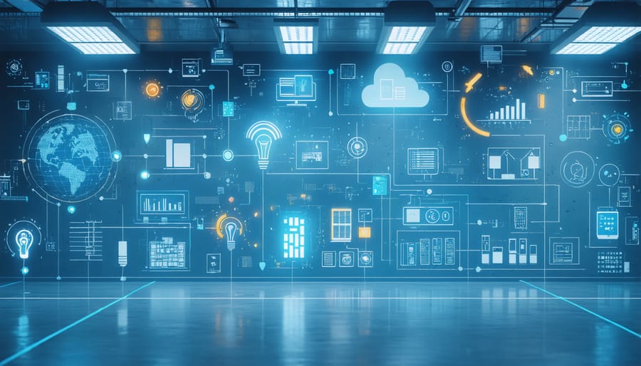 Modern HVAC system with smart controls and IoT sensor network implementation