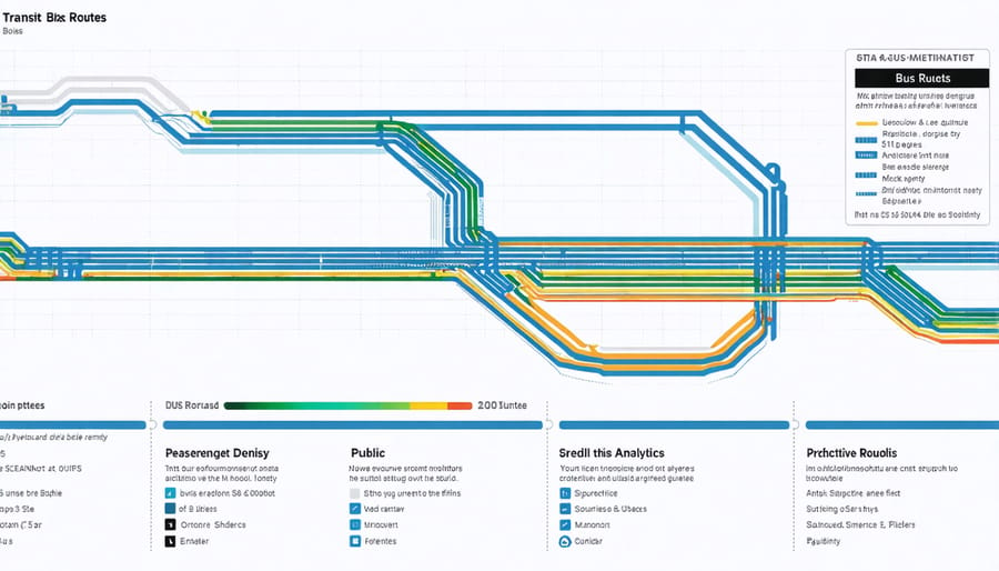 Digital dashboard displaying real-time public transportation analytics and route optimization