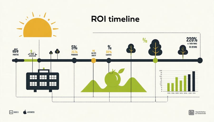 Visual chart displaying solar installation costs, energy savings, and return on investment over time