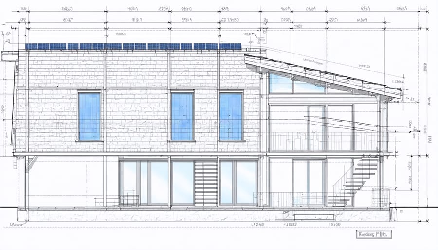 Engineering schematic of roof reinforcement for solar panel installation