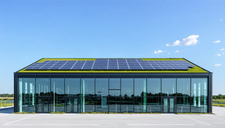 Sustainable commercial building with integrated green technologies