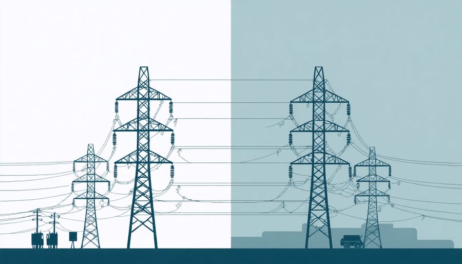 Infographic comparing traditional power distribution system with modern smart grid features