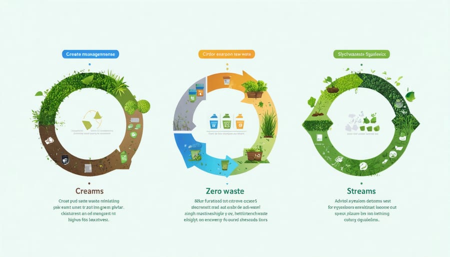 Visual representation of comprehensive waste management and recycling system for commercial properties