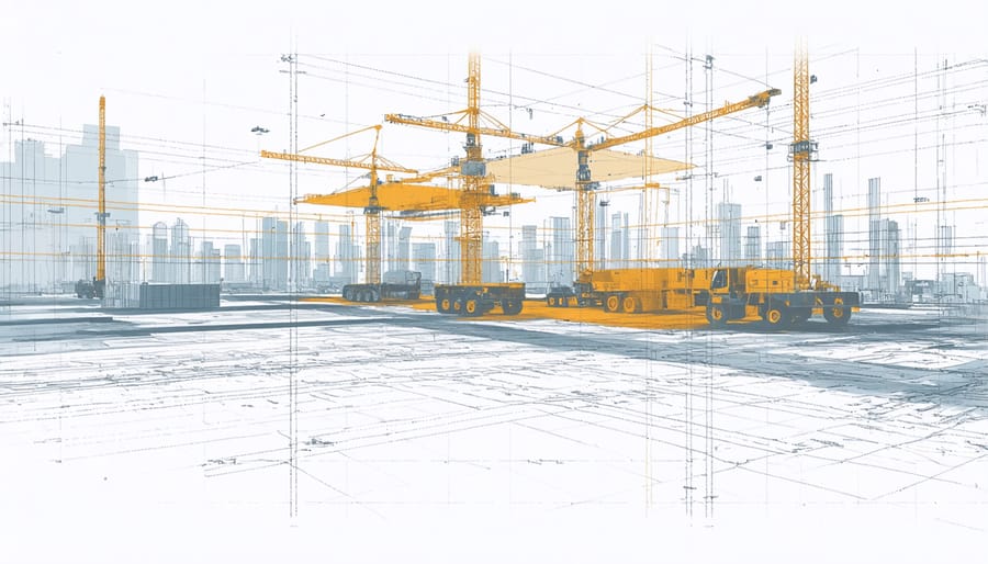 Visual representation of AI construction monitoring system analyzing building progress