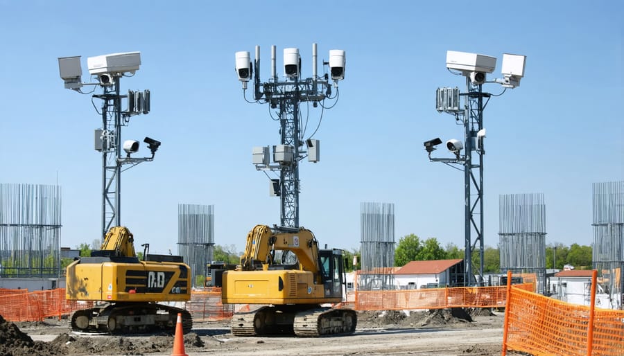 Comprehensive mobile security system deployment at an active construction site