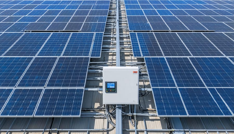 Working microgrid installation with solar arrays and energy storage facilities