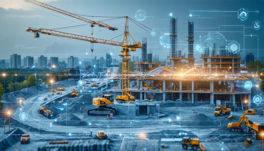 Construction site demonstrating smart contract integration in real-world setting