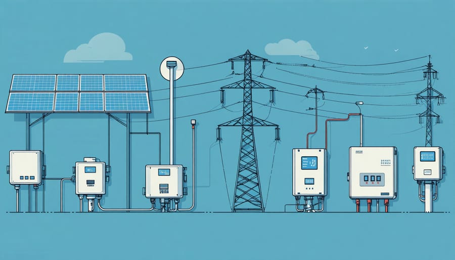 Detailed diagram of smart grid infrastructure components and their interconnections